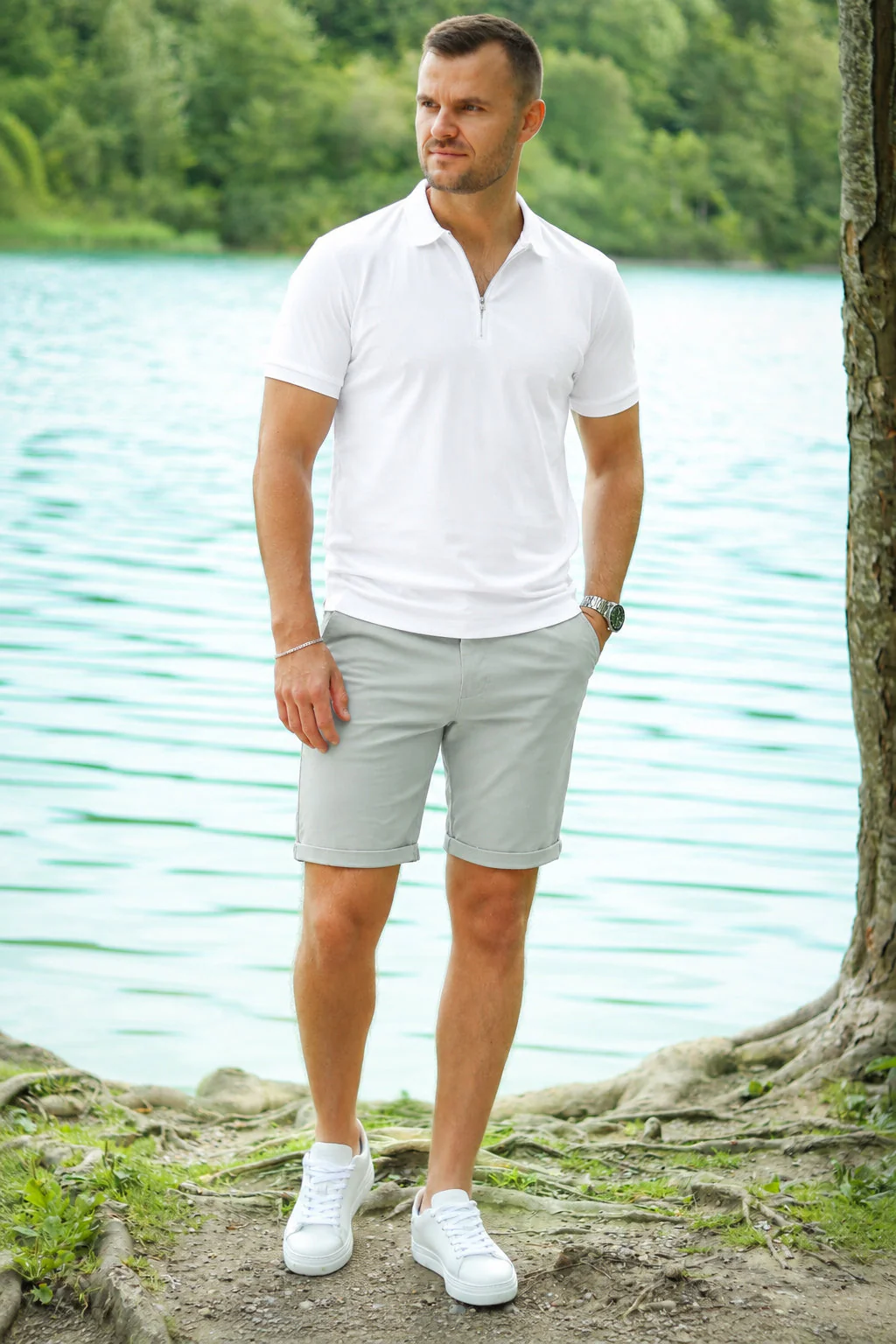 Jack & Jones Bowie Shorts Solid Reg SN Aqua Gray - Image 2