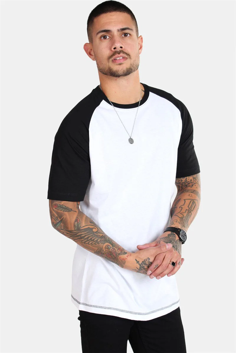 Basic Brand Raglan Tee White/Black - Image 2
