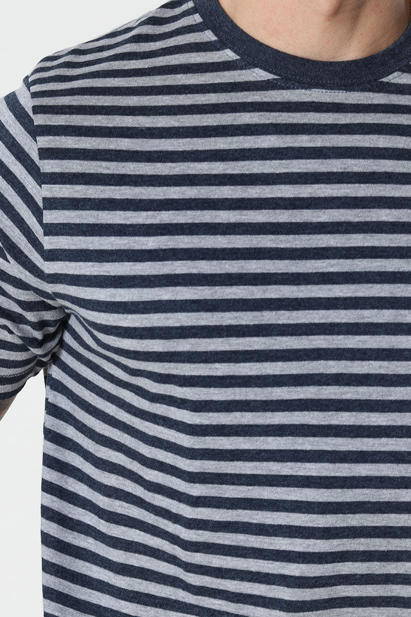 Basic Brand T-shirt Striped Oxford Grey/Heather Blue - Image 3