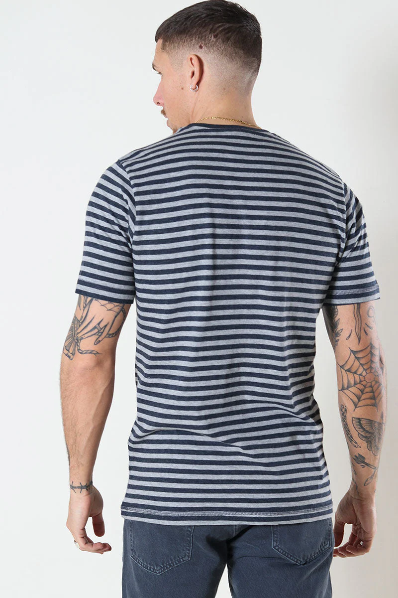 Basic Brand T-shirt Striped Oxford Grey/Heather Blue - Image 4