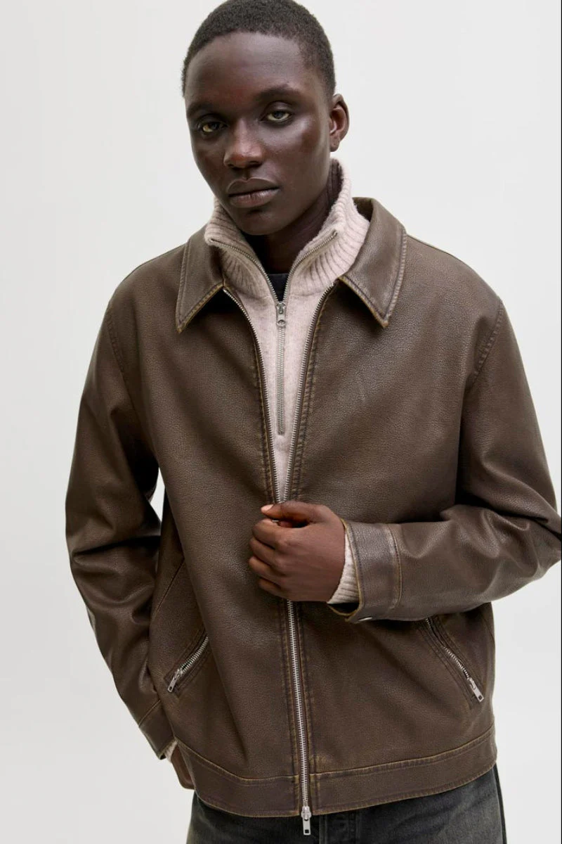 Jack & Jones Casablanca PU Jacket Chocolate Brown - Image 4