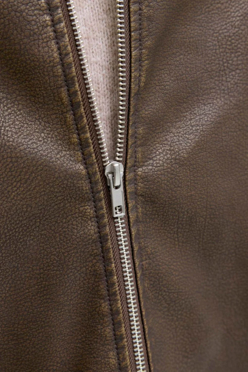 Jack & Jones Casablanca PU Jacket Chocolate Brown - Image 5