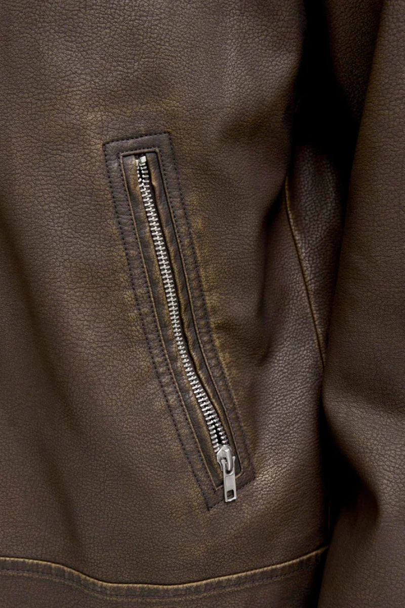 Jack & Jones Casablanca PU Jacket Chocolate Brown - Image 6