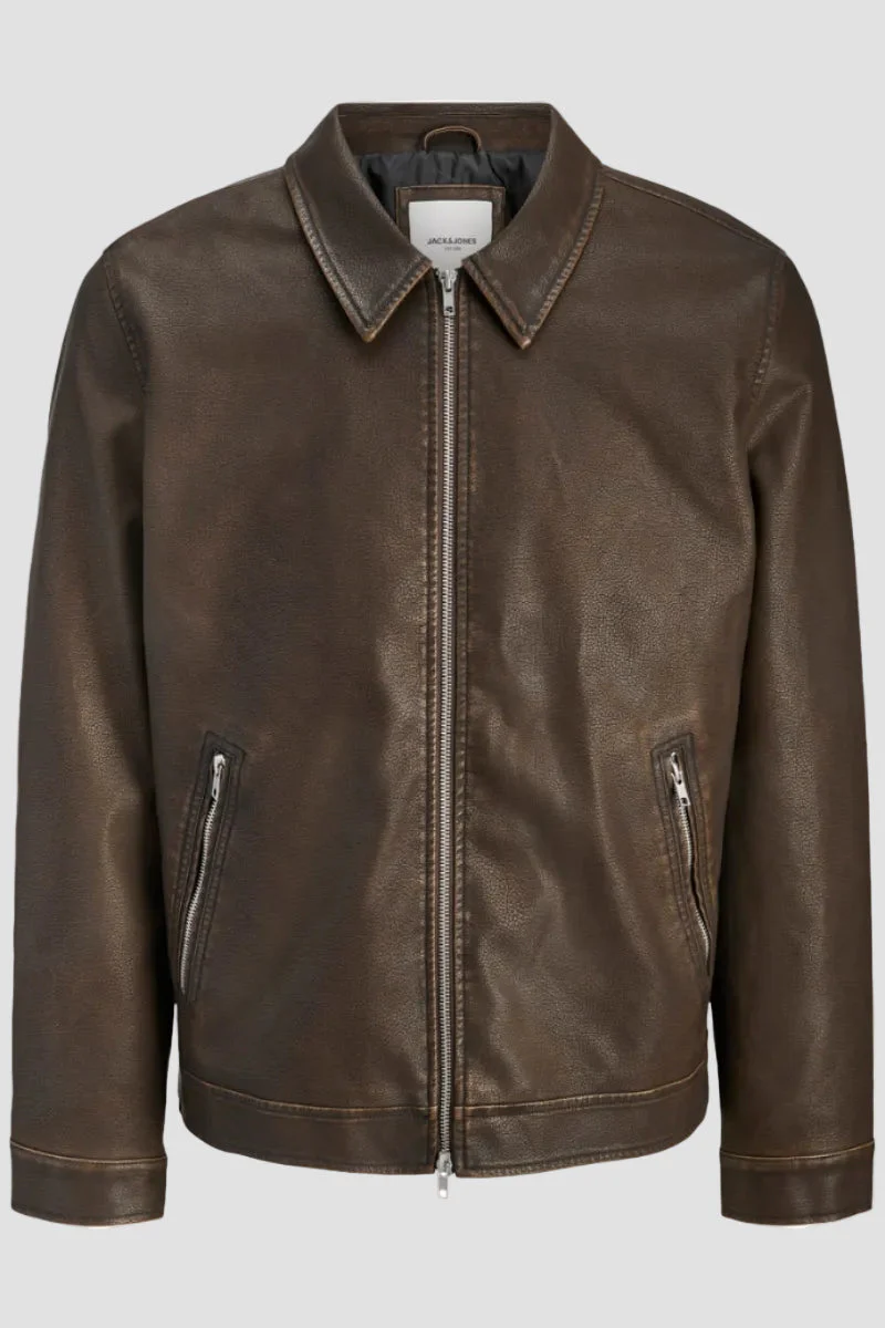 Jack & Jones Casablanca PU Jacket Chocolate Brown - Image 7