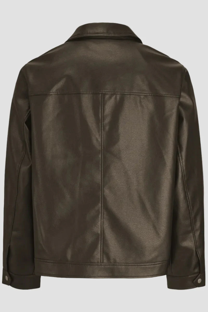 Jack & Jones Casablanca PU Jacket Chocolate Brown - Image 8
