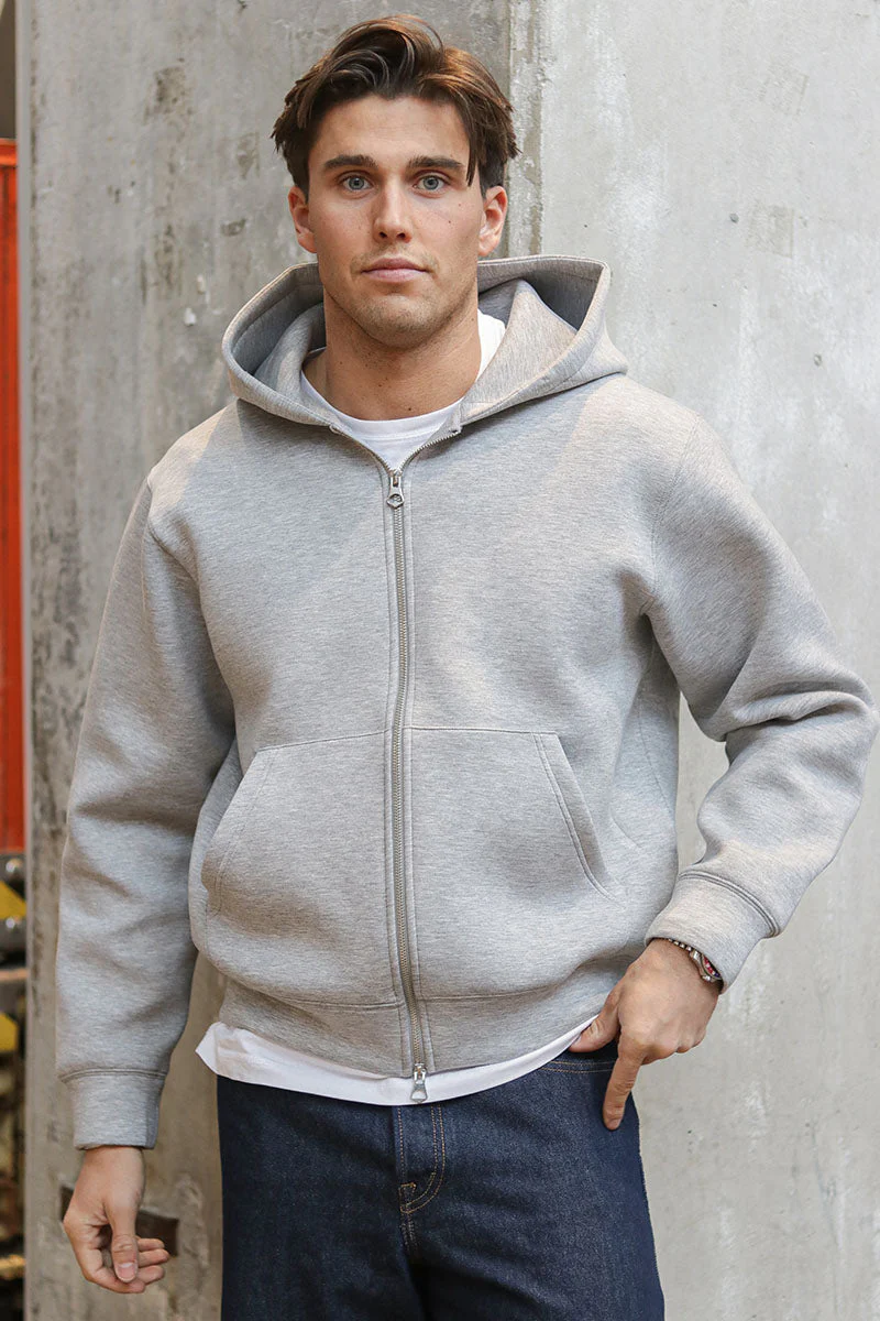 Jack & Jones Cover Scuba Sweat Zip Hoodie Light Grey Melange
