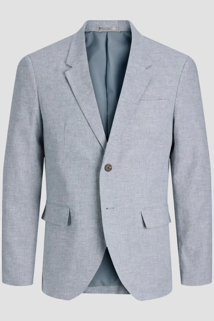 Jack & Jones Martin Summer Blazer Linen Blend Faded Denim - Image 7