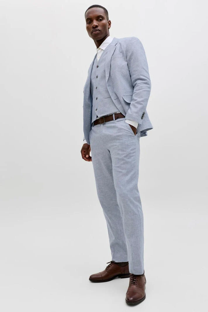 Jack & Jones Martin Summer Trousers Linen Blend Faded Denim - Image 3