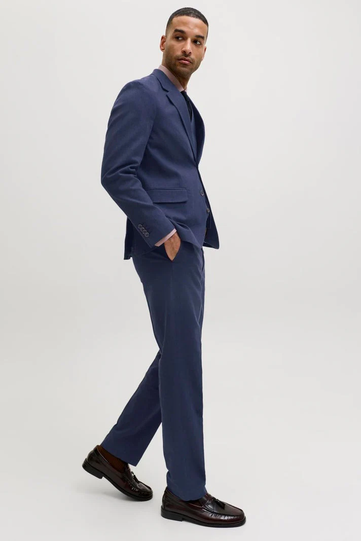 Jack & Jones Martin Summer Trousers Linen Blend Dark Navy - Image 5