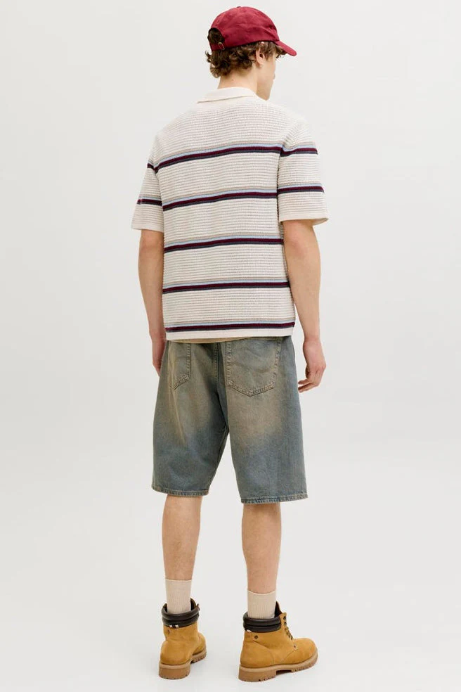 Jack & Jones Jormaine Knit Stripe Polo Sea Salt - Image 3