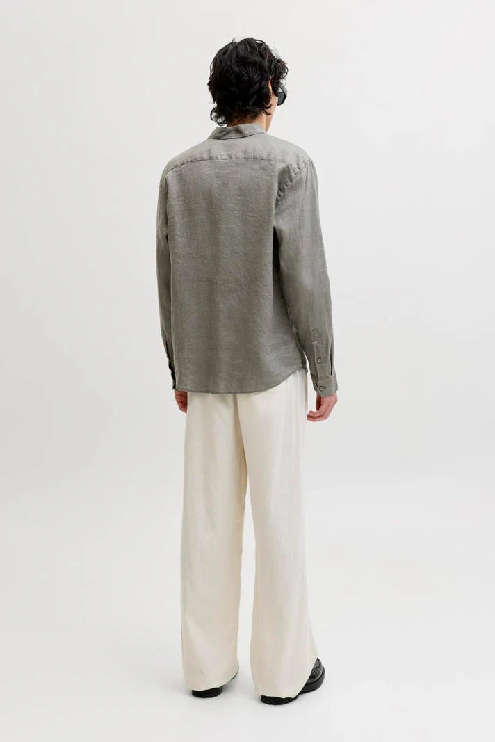 Jack & Jones Blalawrence Linen LS Shirt Smokey Olive - Image 3