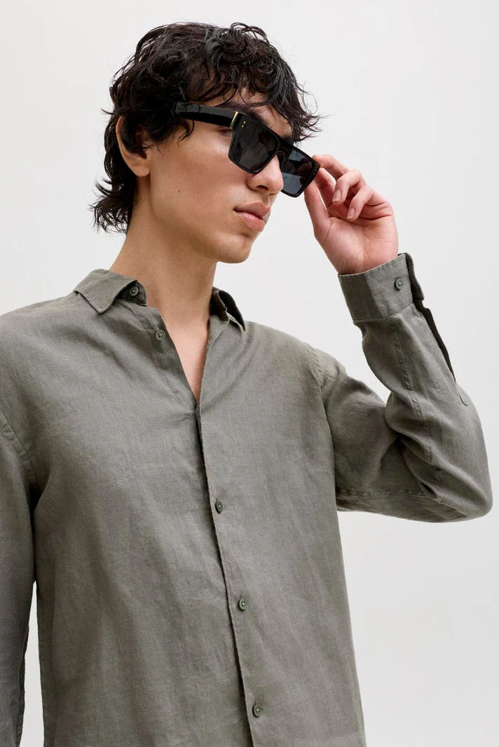 Jack & Jones Blalawrence Linen LS Shirt Smokey Olive - Image 4