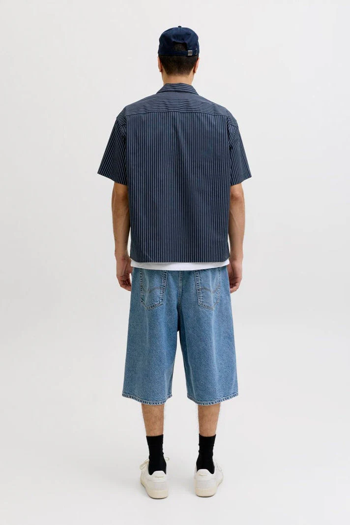 Jack & Jones Menton Poplin Stripe Resort Shirt SS Sky Captain - Image 3