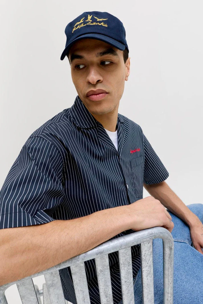 Jack & Jones Menton Poplin Stripe Resort Shirt SS Sky Captain - Image 4