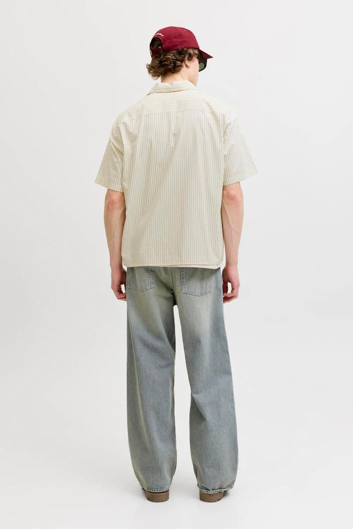 Jack & Jones Menton Poplin Stripe Resort Shirt SS Cloud Dancer - Image 3