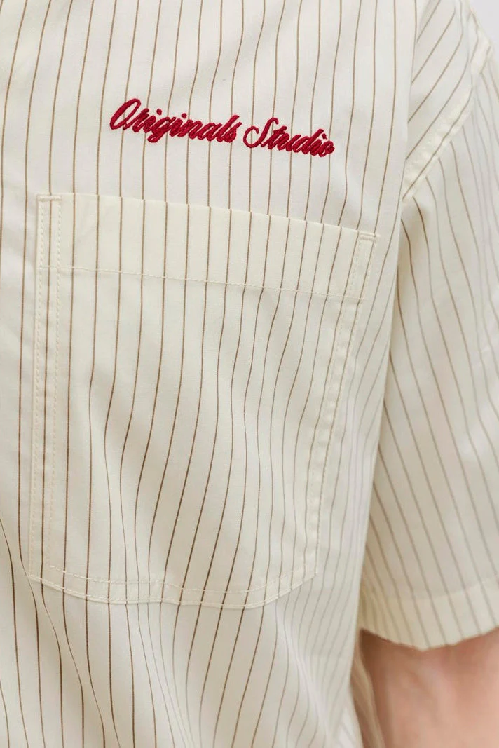 Jack & Jones Menton Poplin Stripe Resort Shirt SS Cloud Dancer - Image 5