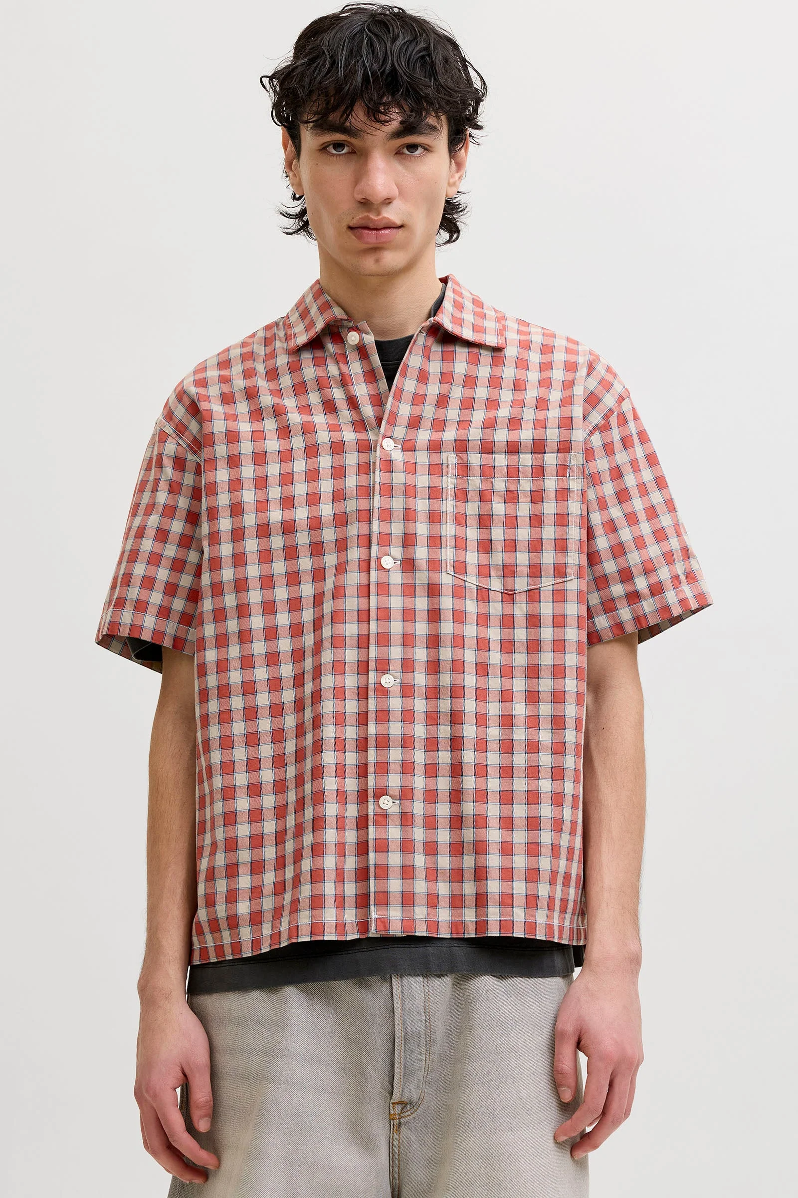 Jack & Jones Austin Clean Check Skjorta SS Barn Red