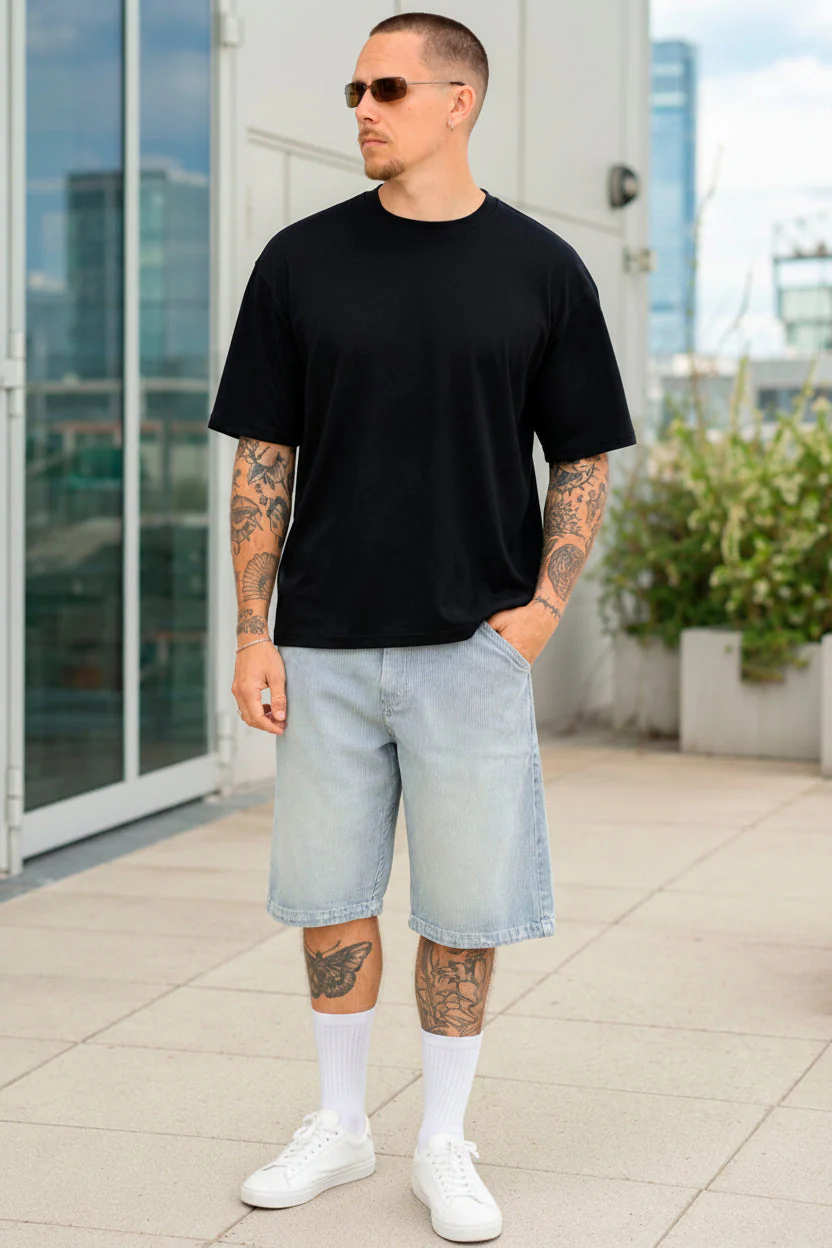 Jack & Jones Alex Hickory Shorts SS26 Dark Navy Stripe - Image 3
