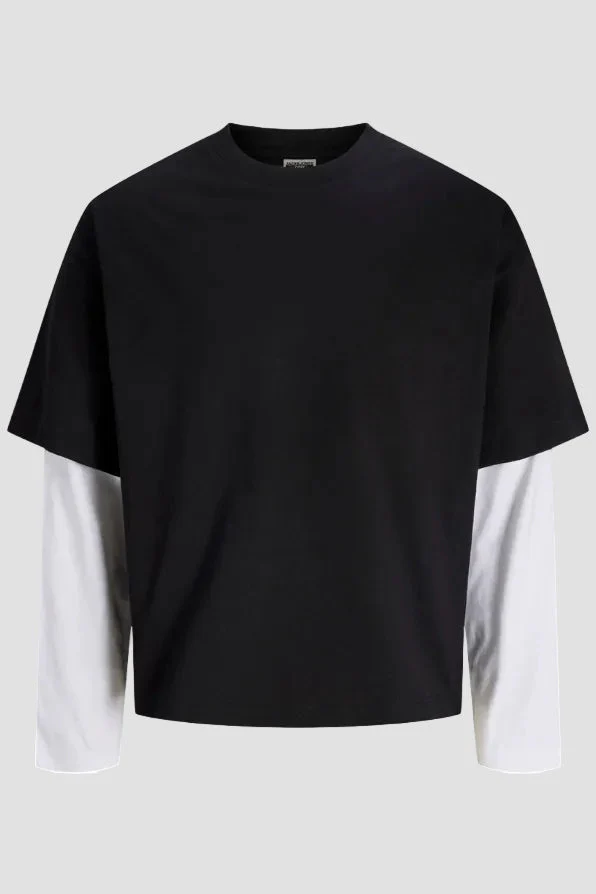 Jack & Jones Cobiarritz Doublelayer Tee LS Styd SS26 Black - Image 7