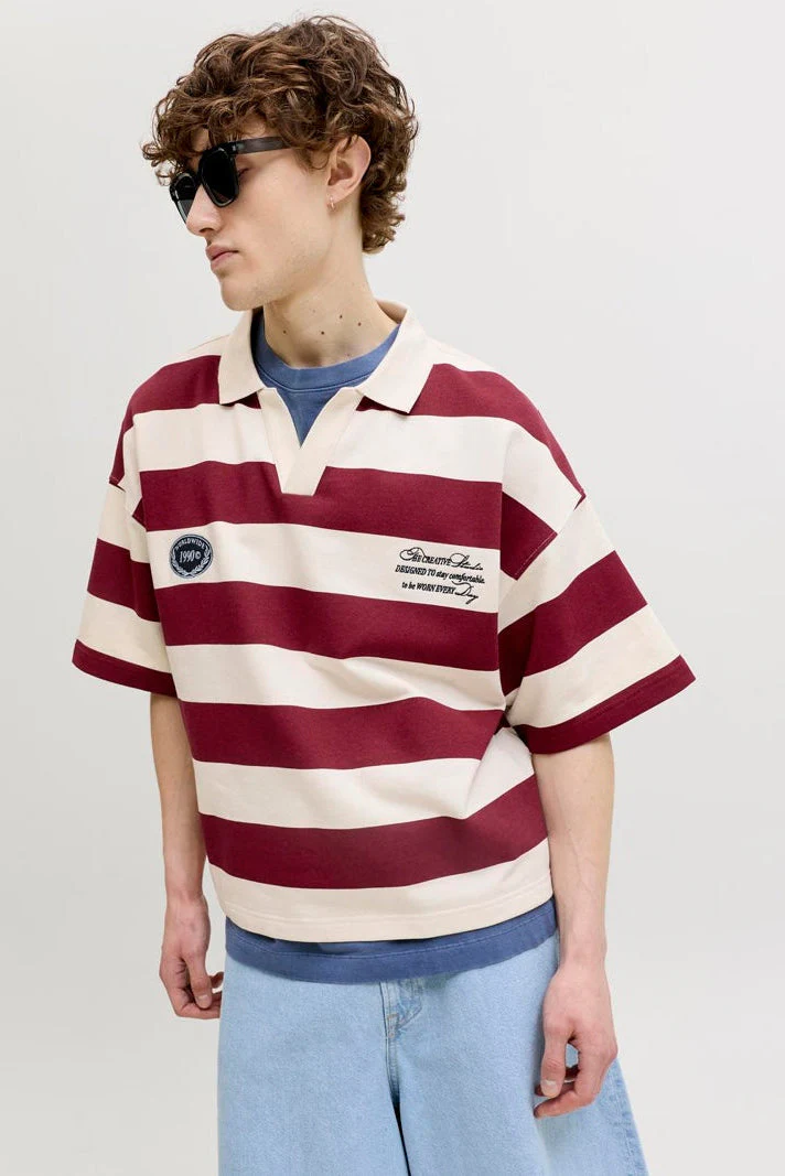 Jack & Jones Savona Sweat SS Polo Tibetan Red - Image 4