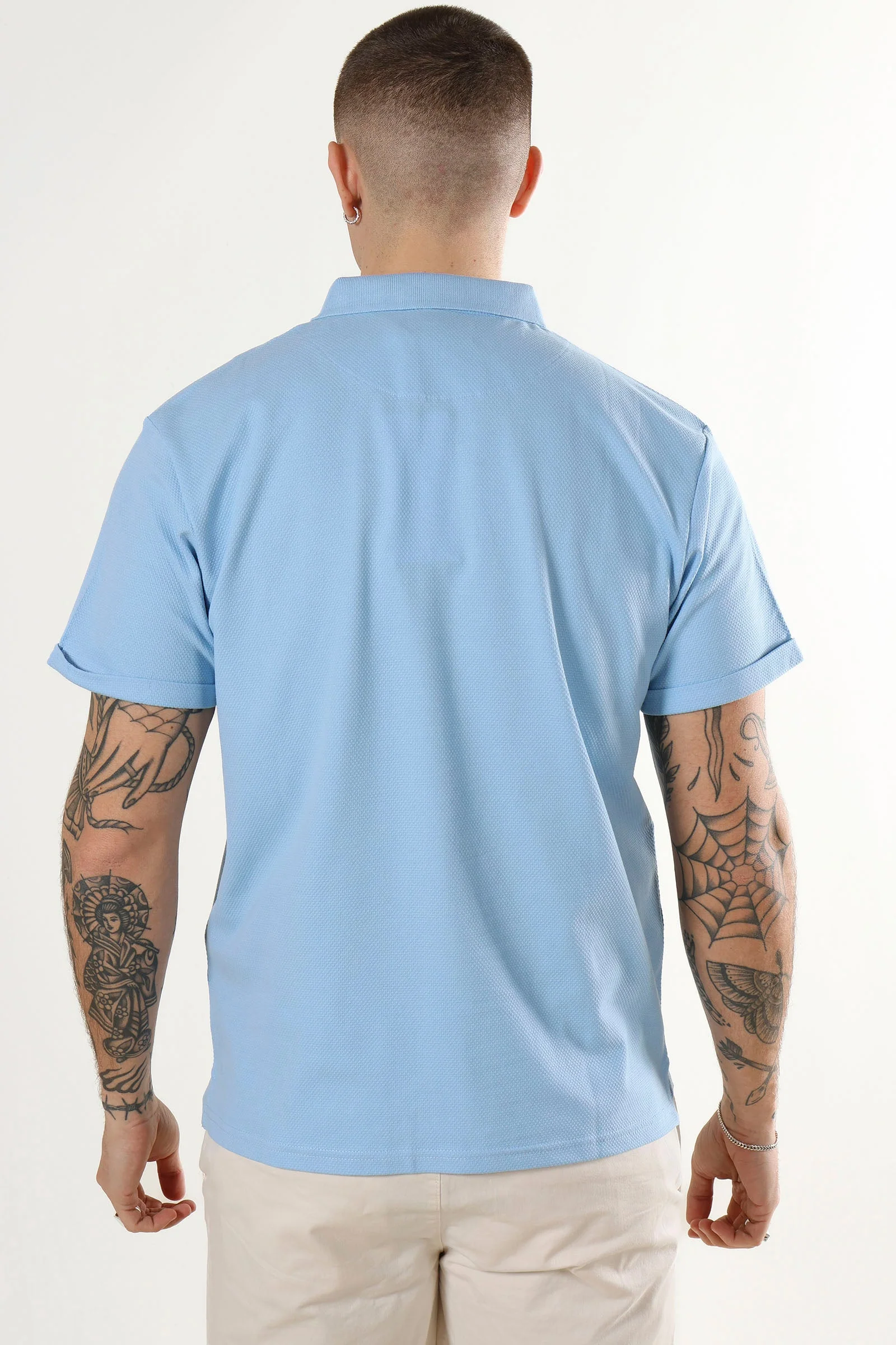 Clean Cut Copenhagen Silkeborg Stretch Polo Light Blue - Image 4