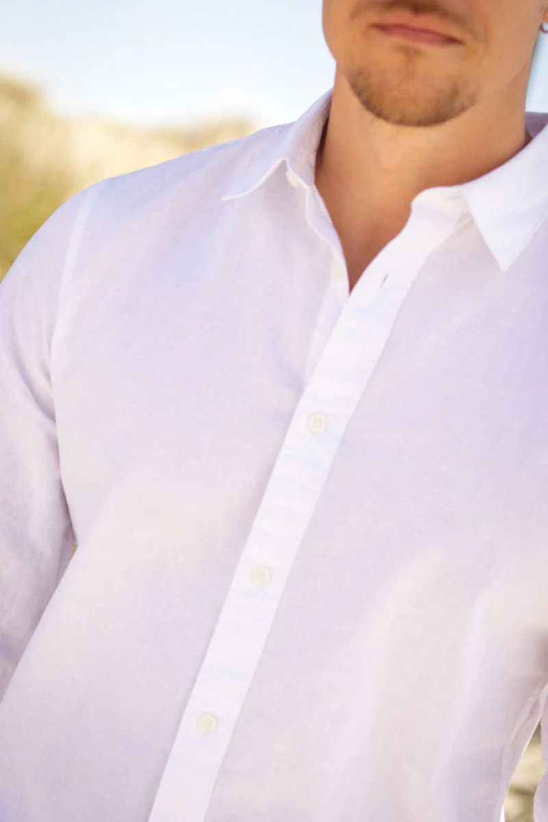 Selected Slim Sun Linen Shirt LS White - Image 3