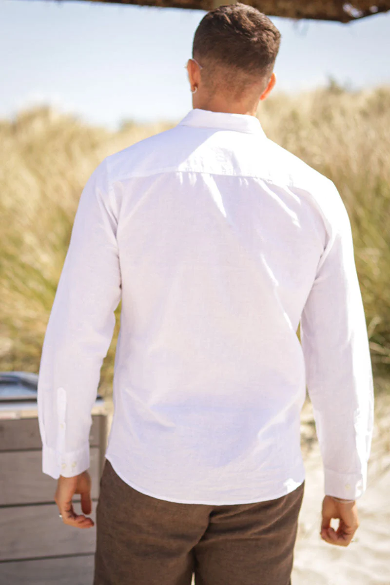 Selected Slim Sun Linen Shirt LS White - Image 4