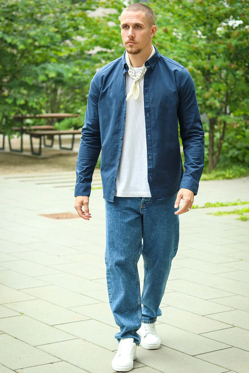 Solid Val Oxford Stretch Shirt LS Insignia Blue - Image 2