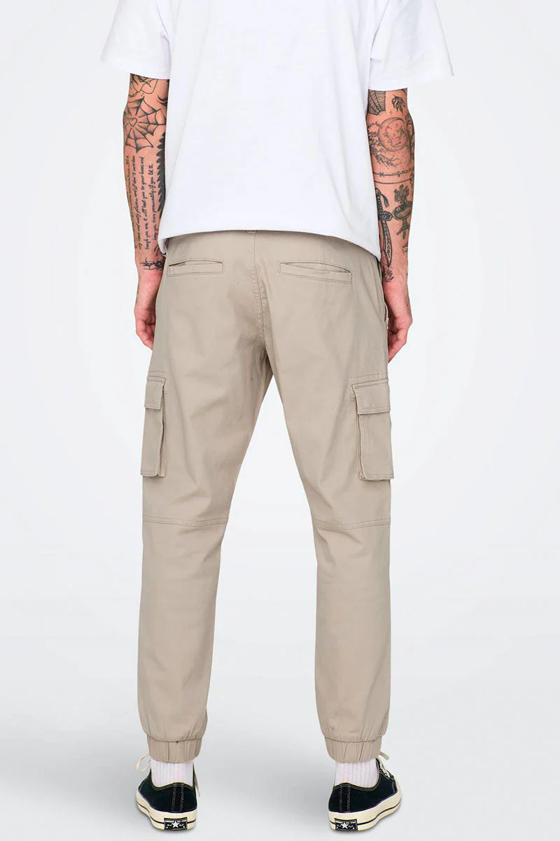Only & Sons Cam Stage Cargo Cuff Pants Silver Lining - Image 4