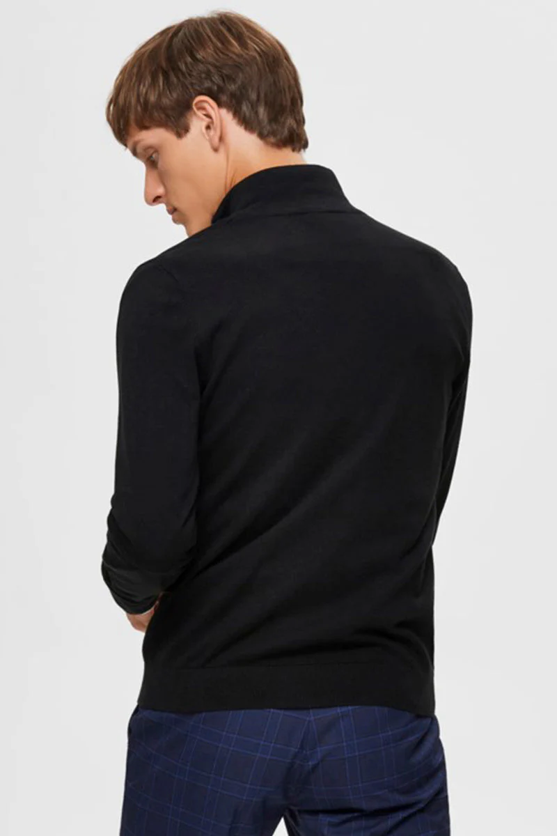 Selected BERG FULL ZIP CARDIGAN Black - Image 3