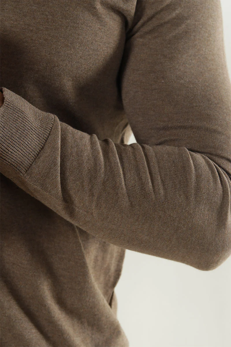 Selected BERG FULL ZIP CARDIGAN Teak Melange - Image 5