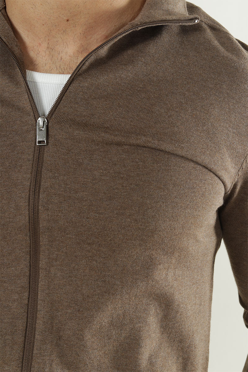 Selected BERG FULL ZIP CARDIGAN Teak Melange - Image 6