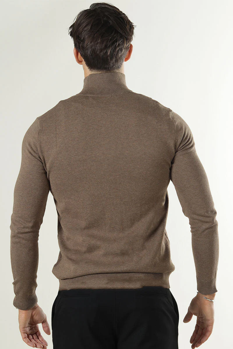 Selected BERG FULL ZIP CARDIGAN Teak Melange - Image 7