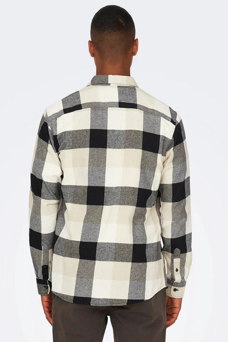 ONLY & SONS GUDMUND LS CHECK SHIRT Star White - Image 4