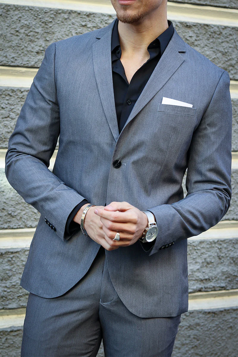 Jack & Jones Premium Franco Slim Fit Kostym Light Grey Melange - Image 3