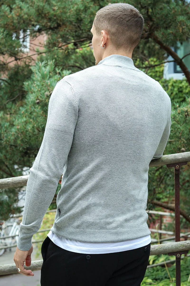 JEFF FRANKIE HALF ZIP KNIT Light Grey - Image 5