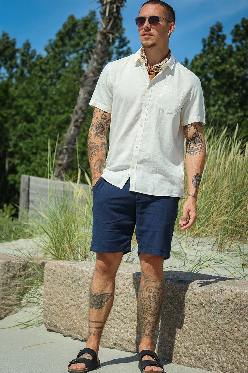 Solid Allan SS Linen Shirt Off White - Image 2