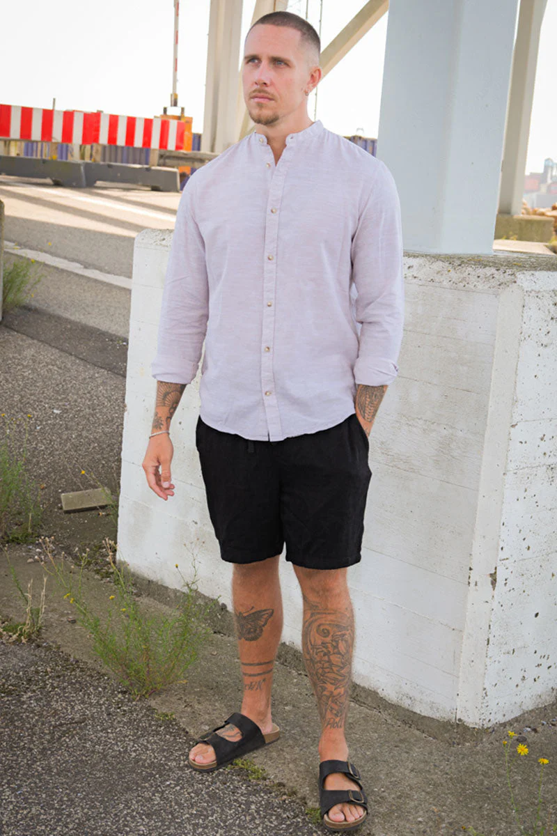ONLY & SONS ONSCAIDEN LS SOLID LINEN MAO SHIRT NOOS Chinchilla - Image 2