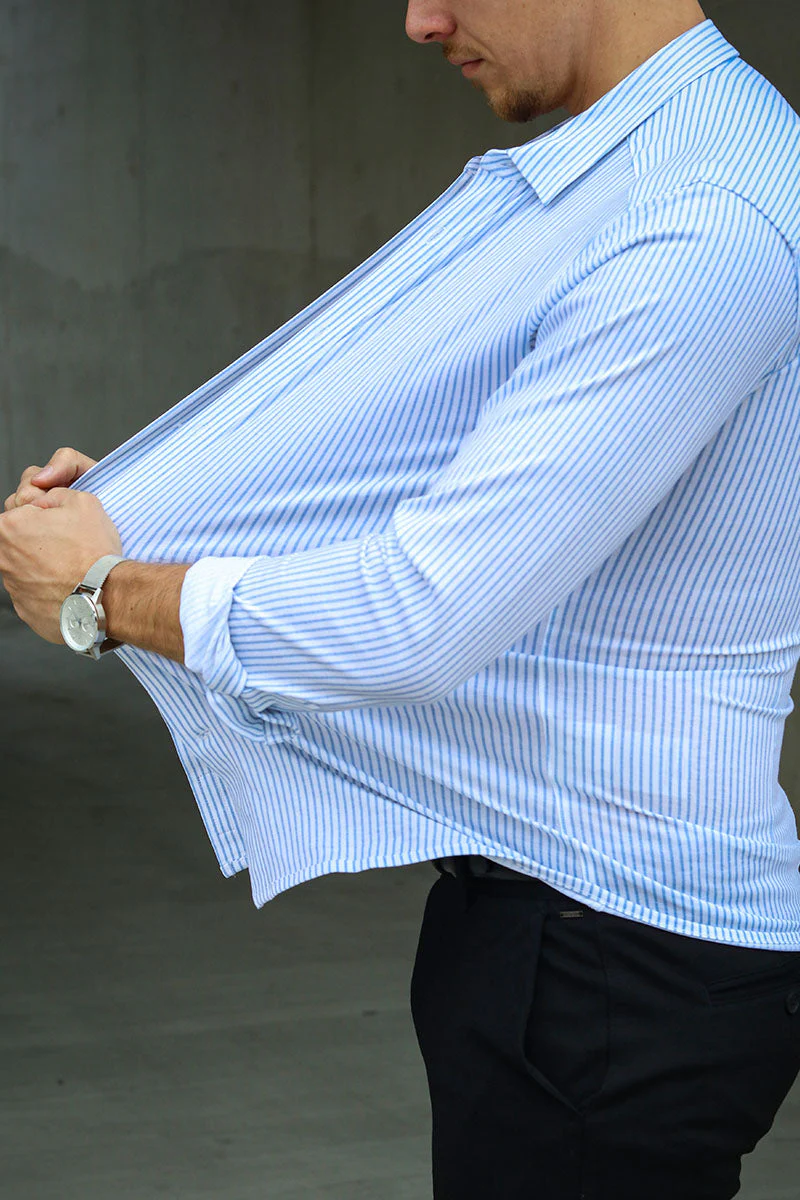 ONLY & SONS Miles Stripe LS Stretch Shirt Cashmere Blue - Image 2