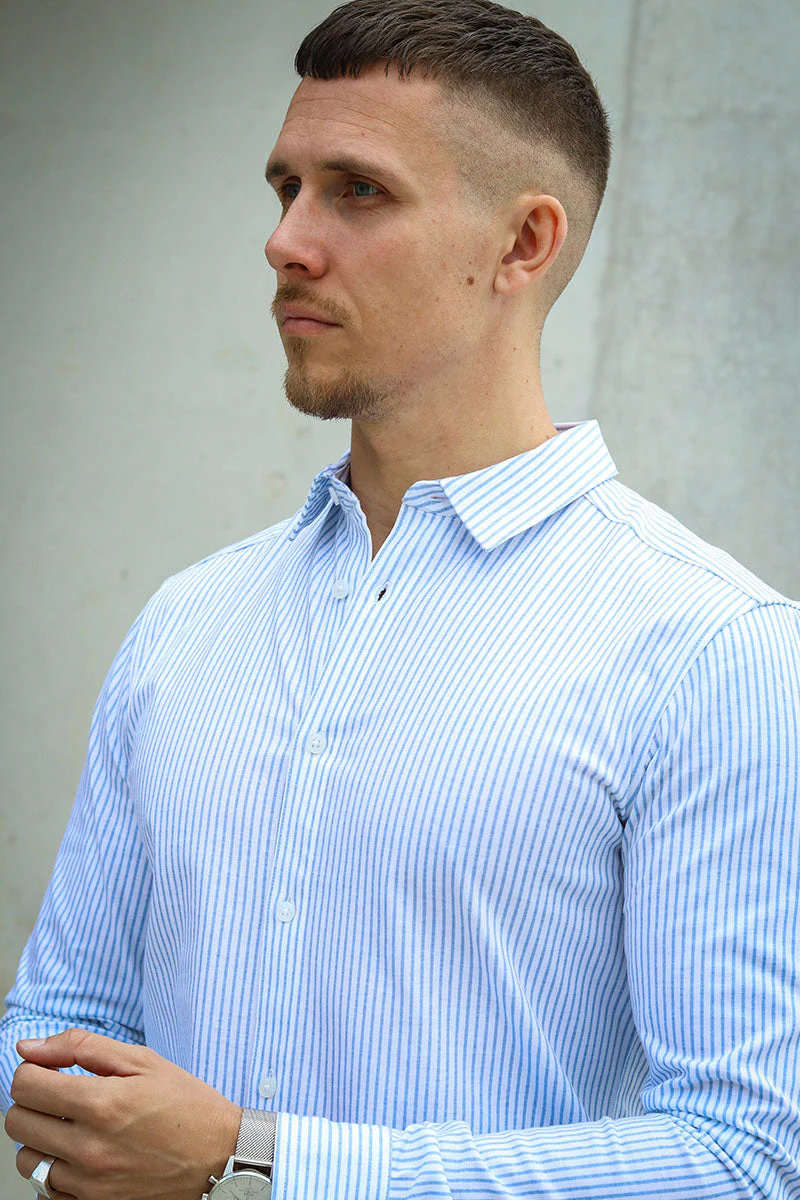 ONLY & SONS Miles Stripe LS Stretch Shirt Cashmere Blue - Image 5