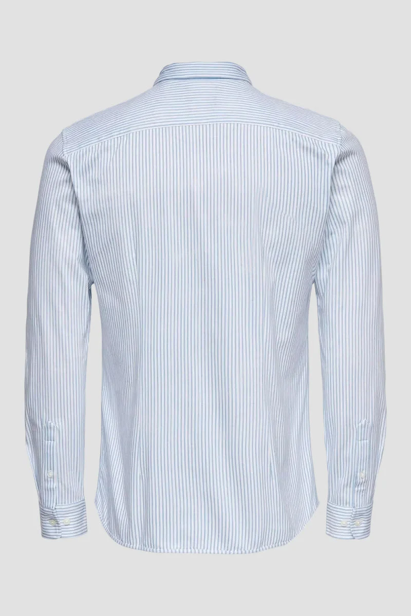 ONLY & SONS Miles Stripe LS Stretch Shirt Cashmere Blue - Image 7