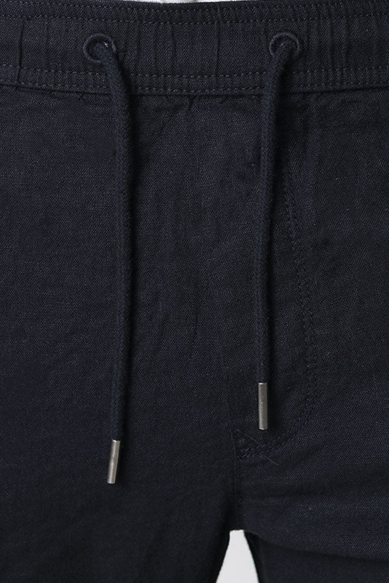 Solid TAIZ LINEN PANTS True Black - Image 3