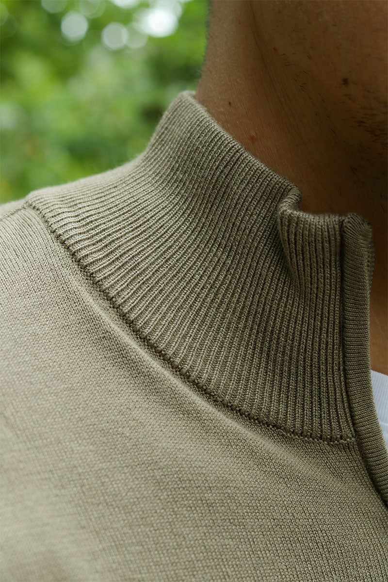 JEFF FRANKIE HALF ZIP KNIT Dark Beige - Image 3