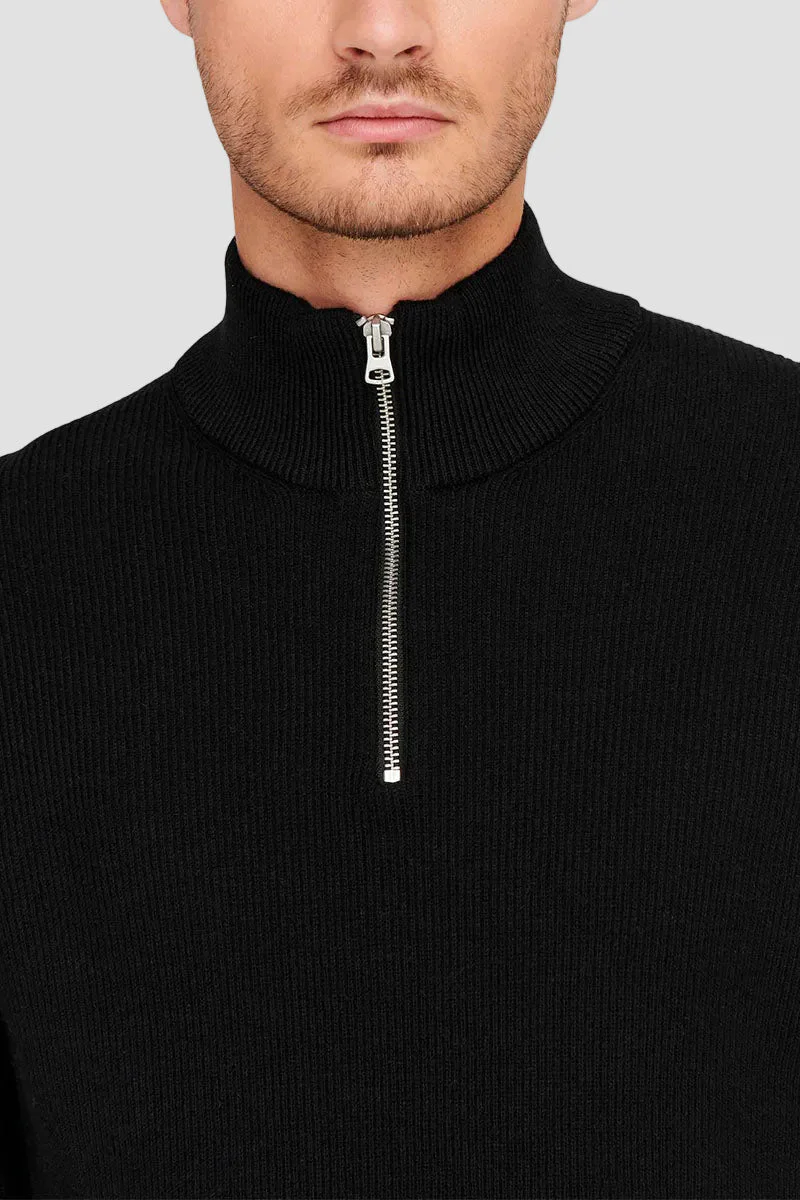 ONLY & SONS PHIL COTTON HALF ZIP KNIT Black - Image 3
