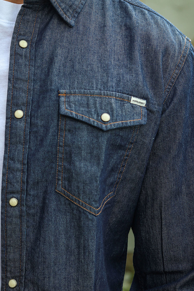 Jack & Jones Sheridan Shirt L/S Dark Denim - Image 4