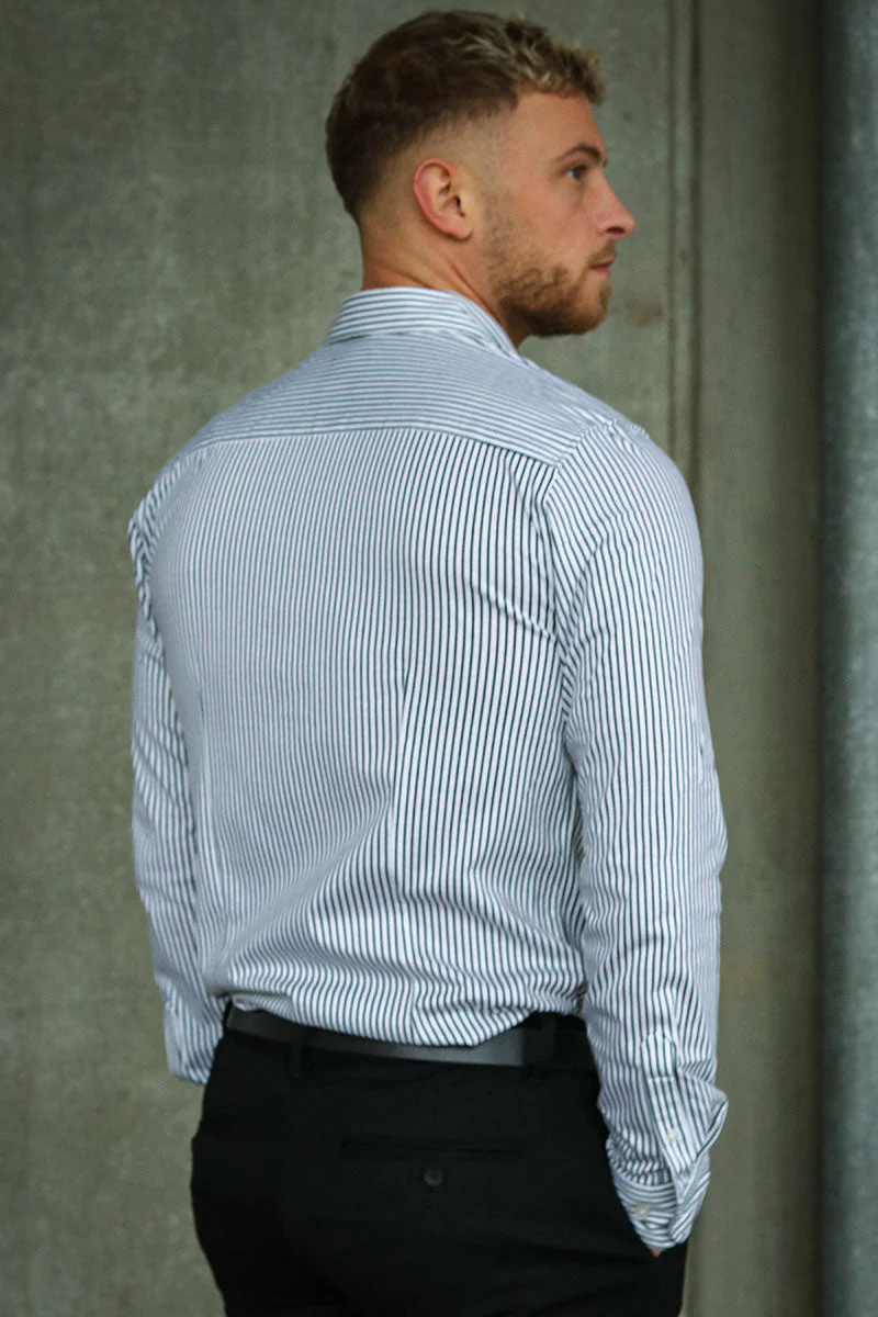 Only & Sons Miles Stripe LS Stretch Shirt Rosin - Image 5