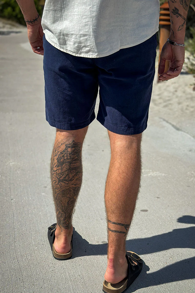 Selected Regular Brody Linen Shorts Dark Sapphire - Image 4