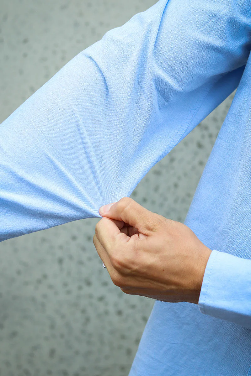 Solid Val Oxford Stretch Shirt LS Sky Blue - Image 3