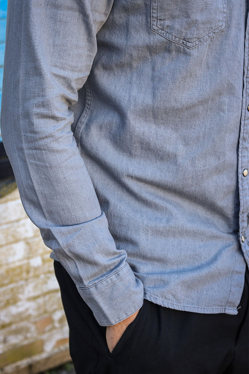 Jack & Jones SHERIDAN SHIRT L/S Light Grey Denim - Image 4