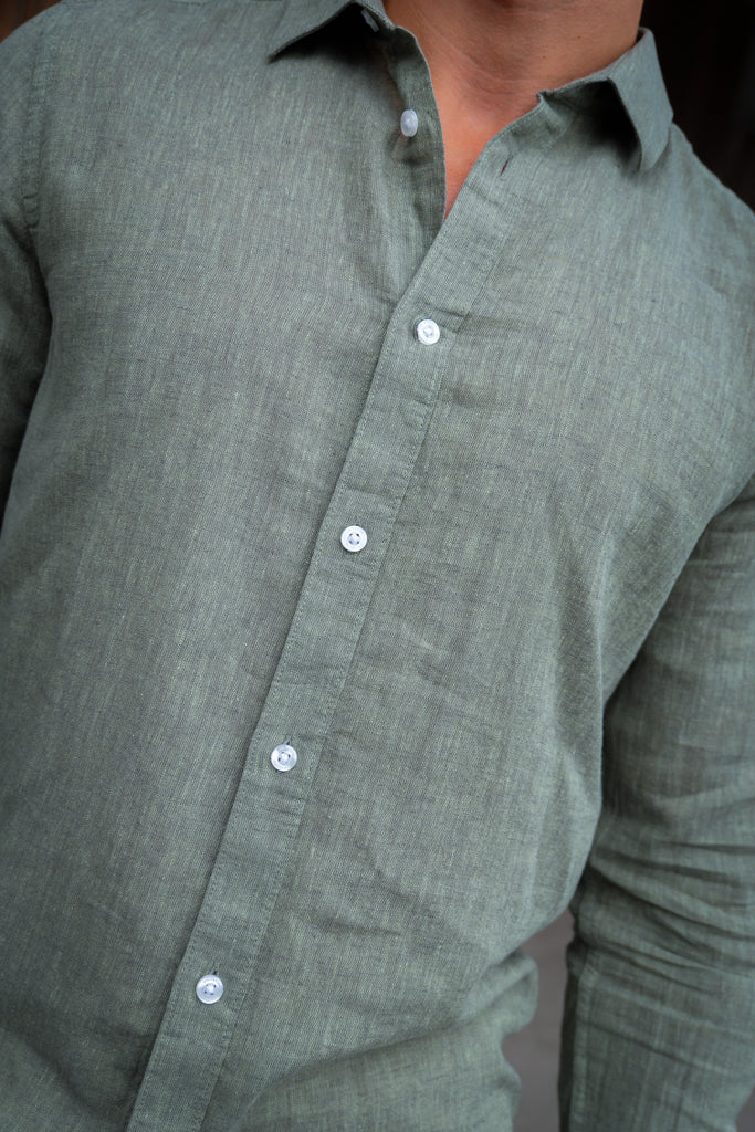 ONLY & SONS Caiden LS Linen Shirt Swamp - Image 3